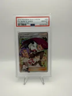 2019 Pokemon Sun And Moon Jessie And James Full Art Hidden Fates PSA 10 - Image 1