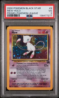 2000 POKEMON PROMO BLACK STAR POKEMON LEAGUE #9 MEW-HOLO PSA 3 - Image 1