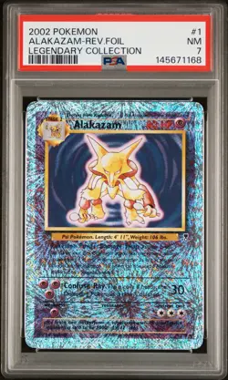 2002 POKEMON LEGENDARY COLLECTION #1 ALAKAZAM-REVERSE FOIL PSA 7 - Image 1