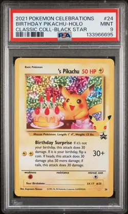 2021 POKEMON CELEBRATIONS CLASSIC COLLECTION #24 BIRTHDAY PIKACHU-HOLO PSA 9 - Image 1