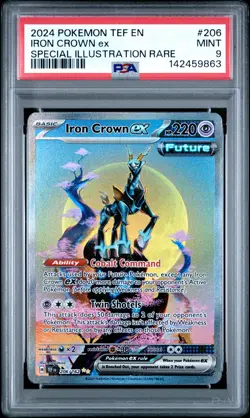2024 POKEMON TEF SPECIAL ILLUSTRATION RARE #206 IRON CROWN EX PSA 9 - Image 1