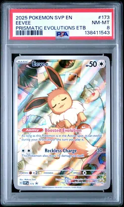 2025 POKEMON SVP EN-SV BLACK STAR PROMO #173 EEVEE PSA 8 - Image 1
