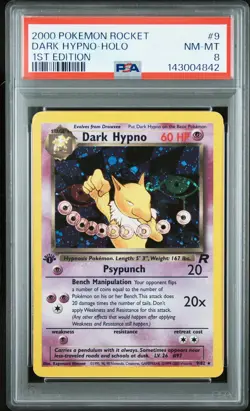 2000 POKEMON ROCKET 1ST EDITION #9 DARK HYPNO-HOLO PSA 8 - Image 1