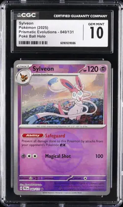 2025 POKEMON PRISMATIC EVOLUTIONS POKE BALL REVERSE HOLO SYLVEON CGC 10 GEM MINT - Image 1