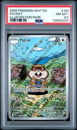 2025 POKEMON WHT EN-WHITE FLARE ILLUSTRATION RARE #152 PATRAT PSA 8.5 - Image 1