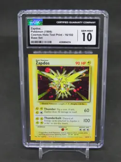 1999 POKEMON TCG ZAPDOS COSMOS HOLO TEST PRINT HOLO 16/102 BASE SET CGC 10 CB6 - Image 1