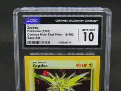 1999 POKEMON TCG ZAPDOS COSMOS HOLO TEST PRINT HOLO 16/102 BASE SET CGC 10 CB6 - Image 2