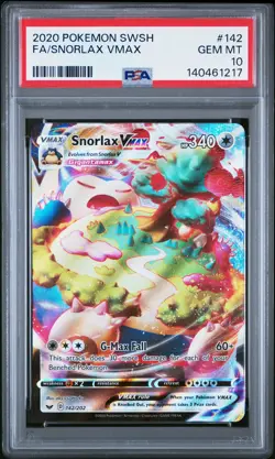 2020 POKEMON SWORD & SHIELD #142 FULL ART/SNORLAX VMAX PSA 10 - Image 1