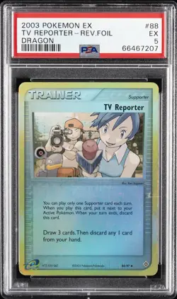 2003 POKEMON EX DRAGON #88 TV REPORTER-REVERSE FOIL PSA 5 - Image 1