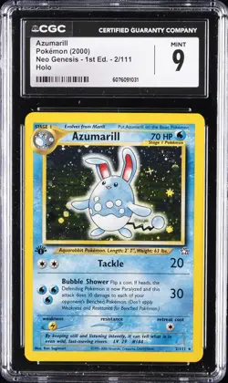 2000 POKEMON NEO GENESIS 1ST EDITION HOLO #2/111 AZUMARILL CGC 9 - Image 1
