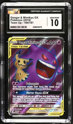 Pokemon 2019 Team Up Gengar & Mimikyu GX 164/181 Ultra Rare Holo CGC 10 - Image 1