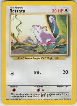Pokemon TCG Rattata Common Base Set 061/102 - Image 1