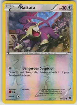 Pokemon TCG Rattata Common Reverse Holo XY - BREAKpoint 87/122 - Image 1