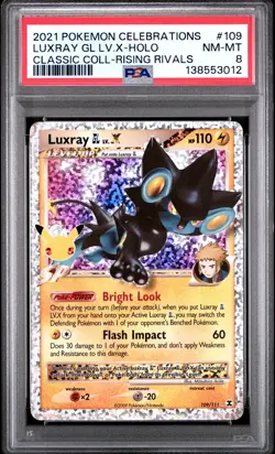 2021 POKEMON CELEBRATIONS CLASSIC COLLECTION #109 LUXRAY GL LV.X-HOLO PSA 8 - Image 1
