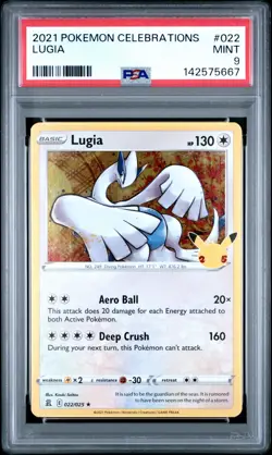 2021 POKEMON CELEBRATIONS #022 LUGIA PSA 9 - Image 1