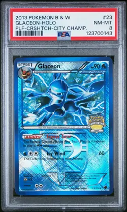 2013 POKEMON B&W PLASMA FREEZE #23 GLACEON-HOLO PSA 8 - Image 1
