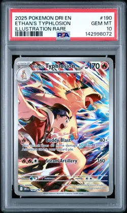 2025 POKEMON DRI EN-DESTINED RIVALS ILLUSTRATION RARE ETHAN'S TYPHLOSION PSA 10 - Image 1