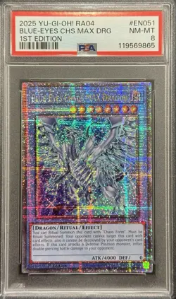 2025 PSA 8 YUGIOH RA04 QCR SECRET RARE BLUE EYES CHAOS MAX DRAGON 💫 - Image 1