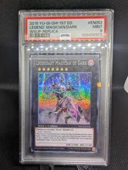 Yu-Gi-Oh, PSA 9 Legendary Magician Of Dark 1st EDITION REPLICA World Superstars - Image 1