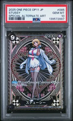 2025 ONE PIECE JPN A FIST OF DIVINE SPEED SPECIAL ALT ART #085 STUSSY PSA 10 - Image 1