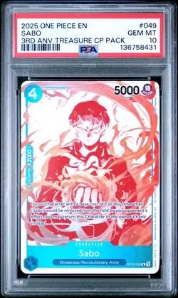 2025 ONE PIECE 3RD ANNIV! ONE PIECE CARD TREASURE CAMPAIGN PACK #049 SABO PSA 10 - Image 1
