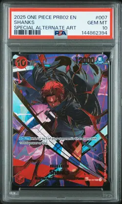 2025 ONE PIECE PRB02-PREMIUM BOOSTER SPECIAL ALTERNATE ART #007 SHANKS PSA 10 - Image 1