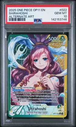 2025 ONE PIECE OP11-A FIST OF DIVINE SPEED ALTERNATE ART #022 SHIRAHOSHI PSA 10 - Image 1