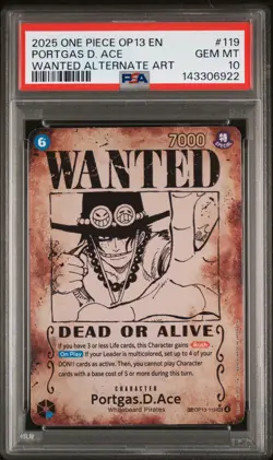 2025 ONE PIECE OP13-CARRYING ON HIS WILL #119 PORTGAS D. ACE PSA 10 - Image 1