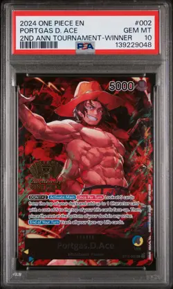 2024 ONE PIECE PROMOS 2ND ANNIVERSARY TOURNAMENT-WINNER PORTGAS D. ACE PSA 10 - Image 1