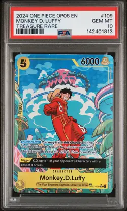 2024 ONE PIECE OP08-TWO LEGENDS TREASURE RARE #109 MONKEY D. LUFFY PSA 10 - Image 1