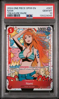 2024 ONE PIECE OP06-WINGS OF THE CAPTAIN TREASURE RARE #007 NAMI PSA 10 - Image 1