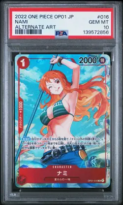 2022 ONE PIECE JAPANESE OP01-ROMANCE DAWN ALTERNATE ART #016 NAMI PSA 10 - Image 1