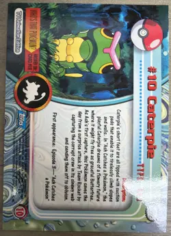 Topps Pokemon #10 Caterpie HOLO/FOIL CARD - TV Animation Edition, 1999 - Image 2