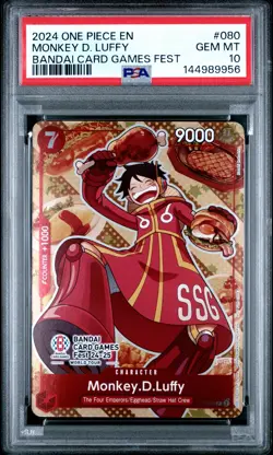 2024 ONE PIECE PROMOS BANDAI CARD GAMES FEST #080 MONKEY D. LUFFY PSA 10 - Image 1
