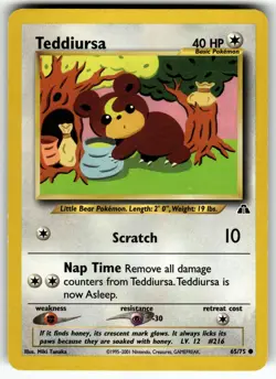 Teddiursa 65/75 Neo Discovery LP Pokemon Card TCG - Image 1