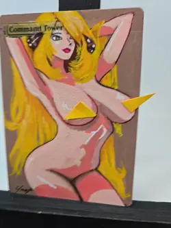 Hand-Painted MTG Command Tower Alter –“Cinthya” Waifu (OOAK) – Signed by BAZAYO - Image 2