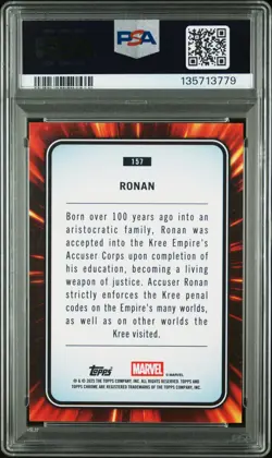 2025 TOPPS CHROME MARVEL PURPLE SHIMMER #157 RONAN 75/75 PSA 8 - Image 2