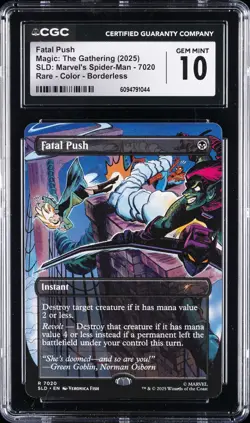 2025 MTG SLD: MARVEL'S SPIDER-MAN BORDERLESS #7020 FATAL PUSH CGC 10 GEM MINT - Image 1