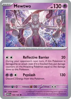 Pokemon: SV: Scarlet & Violet 151 - Mewtwo - Reverse Holofoil Rare - NM 150/165 - Image 1