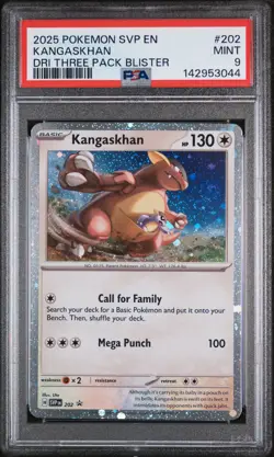 2025 POKEMON SVP DESTINED RIVALS THREE PACK BLISTER #202 KANGASKHAN PSA 9 - Image 1