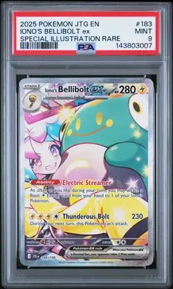2025 POKEMON JOURNEY TOGETHER SPECIAL ILLUSTRATION RARE IONOS BELLIBOLT EX PSA 9 - Image 1