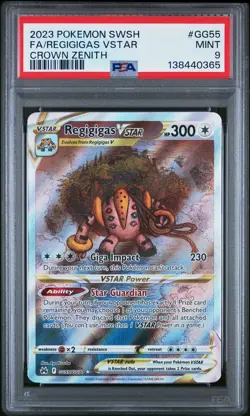 2023 POKEMON SWORD & SHIELD CROWN ZENITH #GG55 FULL ART/REGIGIGAS VSTAR PSA 9 - Image 1
