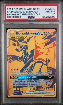 PIKACHU & ZEKROM GX SM248 POKEMON SUN & MOON BLACK STAR PROMO PSA 10 GEM MT - Image 1