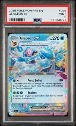 2025 POKEMON PRE EN-PRISMATIC EVOLUTIONS #026 GLACEON EX PSA 9 - Image 1