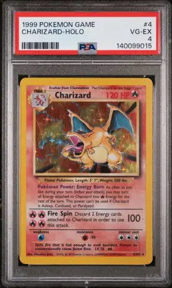 1999 POKEMON BASE SET UNLIMITED #4 CHARIZARD-HOLO PSA 4 - Image 1