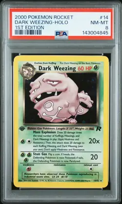 2000 POKEMON ROCKET 1ST EDITION #14 DARK WEEZING-HOLO PSA 8 - Image 1