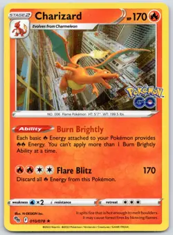 Charizard 010/078 (NM) - Pokemon GO - Holo Rare - Pokemon TCG - Image 1
