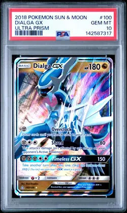 2018 POKEMON SUN & MOON ULTRA PRISM #100 DIALGA GX PSA 10 - Image 1