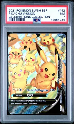 2021 POKEMON SWSH PROMO CELEBRATIONS COLLECTION #142 PIKACHU V-UNION PSA 7 - Image 1