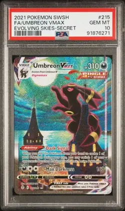 Pokemon Umbreon VMAX 2021 Sword & Shield Evolving Skies Secret #215 FA PSA 10 - Image 1